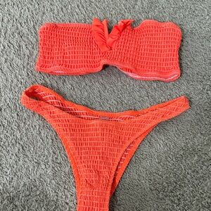 SHEIN Red Textured Bikini Set